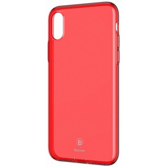 Чехол BASEUS Simple Series Case With Pluggy TPU For iPhone X прозрачный-красный