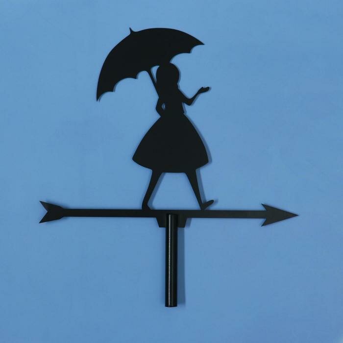 Флюгер "Девушка с зонтом" средний 30х40см - фотография № 2