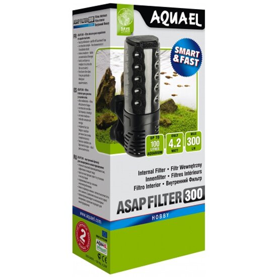 Внутренний фильтр AQUAEL ASAP FILTER 300 для аквариума до 100 л (300 л/ч, 4.2 Вт)