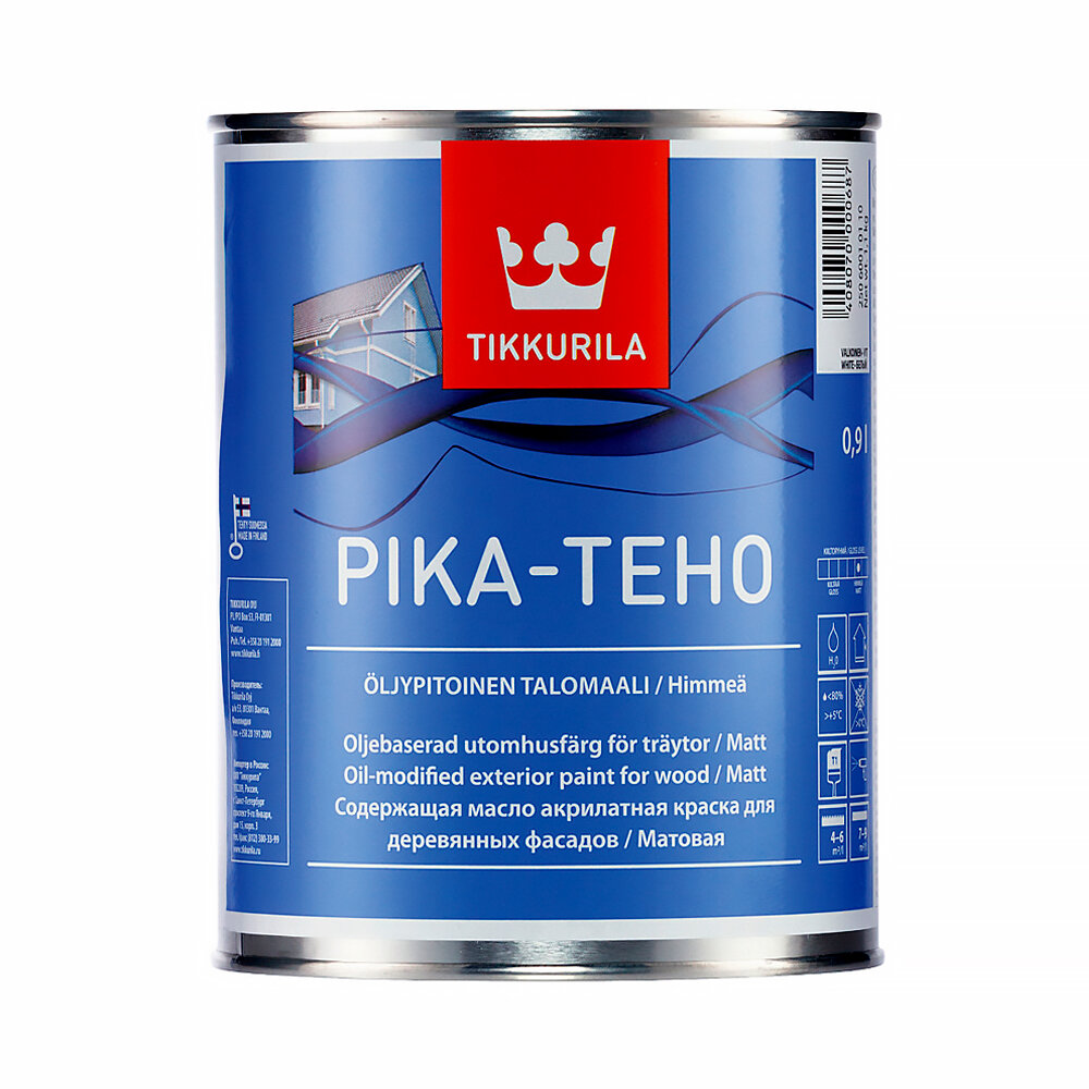 Краска по дереву содержащая масло Pika-Teho (Пика-Техо) TIKKURILA 0,9л белый (база А)