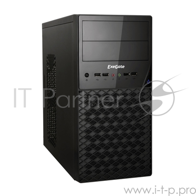 Корпус Exegate Ex278428rus Minitower Exegate Qa-413u Black, mATX, (xp500, Black, 120mm), 3*USB+1*USB .