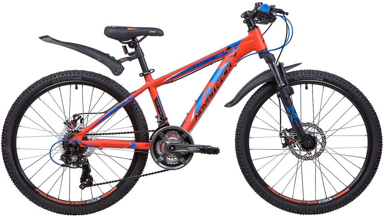 Велосипед NOVATRACK EXTREME Disc 24" (2019) (Велосипед NOVATRACK 24" EXTREME, алюм.рама 13" оранжевый, 21-скор, TY300/TS38/TZ500, диск.торм.STG)
