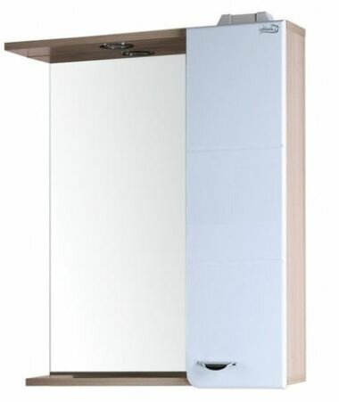 фото Зеркало Onika Стиль 58.01, правое, с подсветкой, белый/ясень шимо