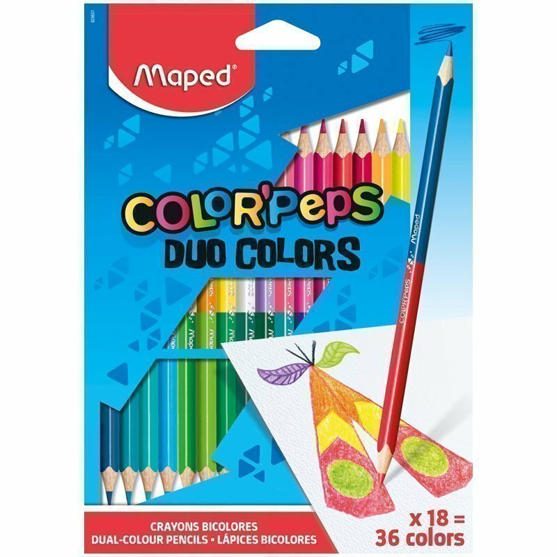 Карандаши цветные двусторонние Maped "Color Peps", 36 цветов, 18шт., трехгранные, заточ., картон,европодв. 829601