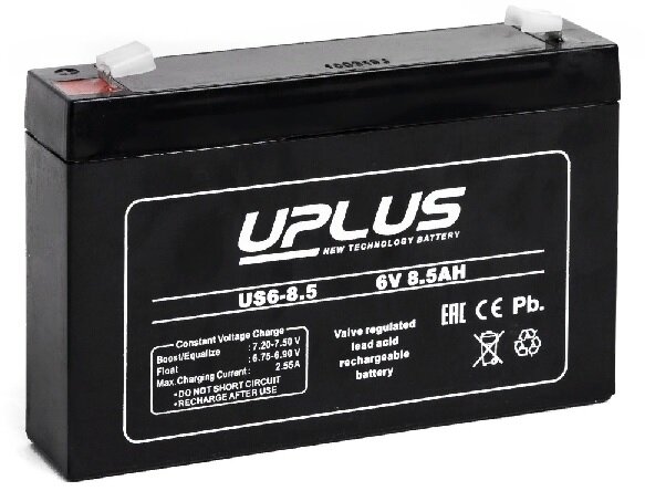 Аккумулятор для ИБП и прочего электрооборудования UPLUS US-General Purpose US6-8.5 6V 8.5 А/ч (151x34x100) AGM