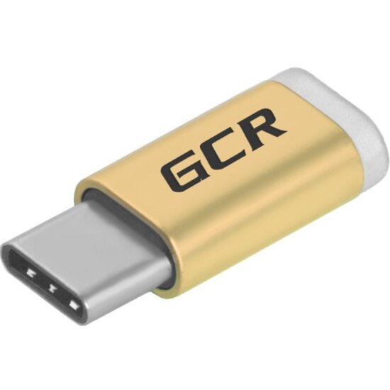 Переходник Gcr USB Type C > MicroUSB 2.0, M/F, Золотистый