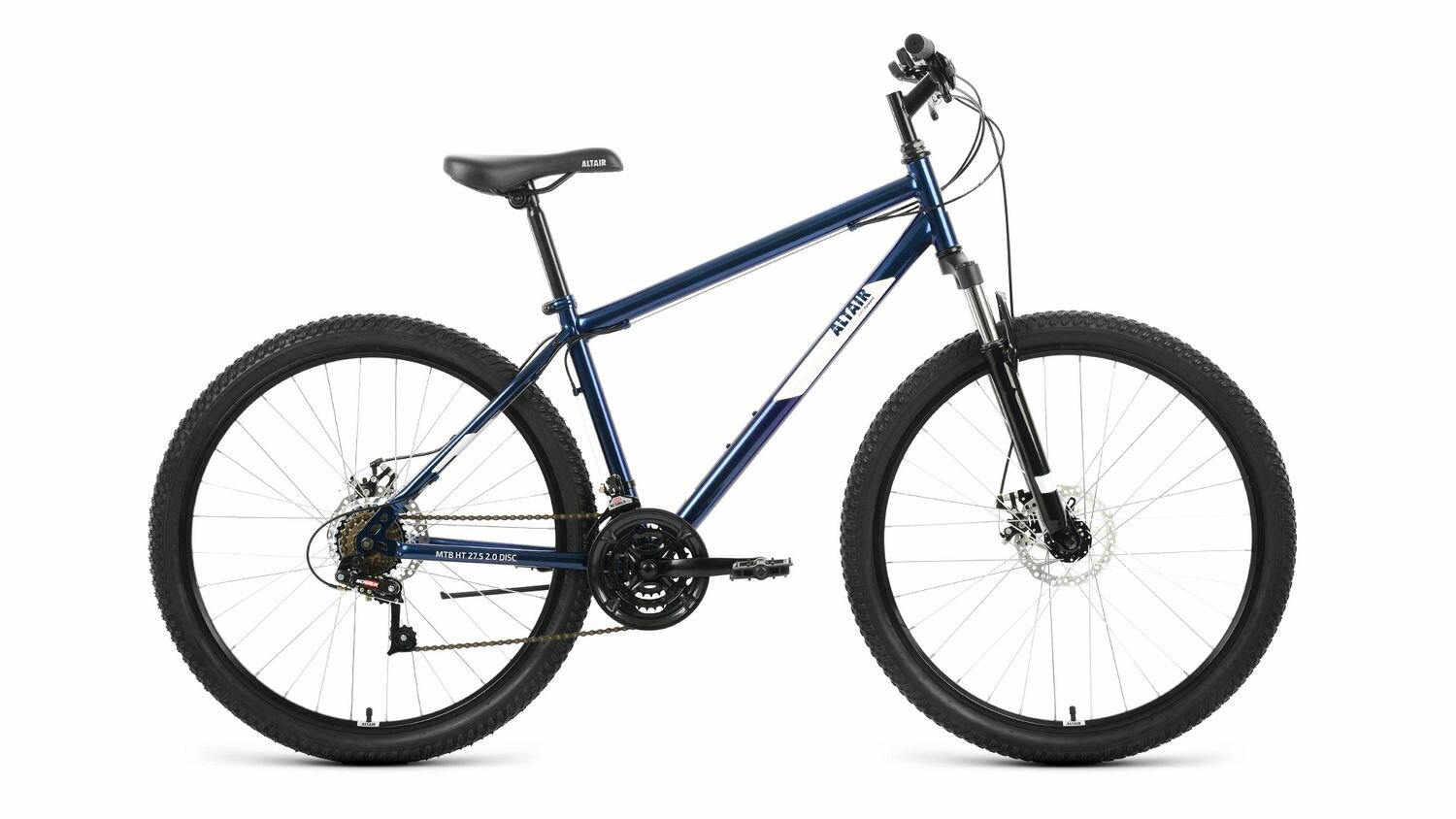 Велосипед ALTAIR MTB HT 2.0 D 27,5" (2022) (Велосипед ALTAIR MTB HT 27,5 2.0 D (27,5" 21 ск. рост. 17") 2022, темно-синий/белый, RBK22AL27139)