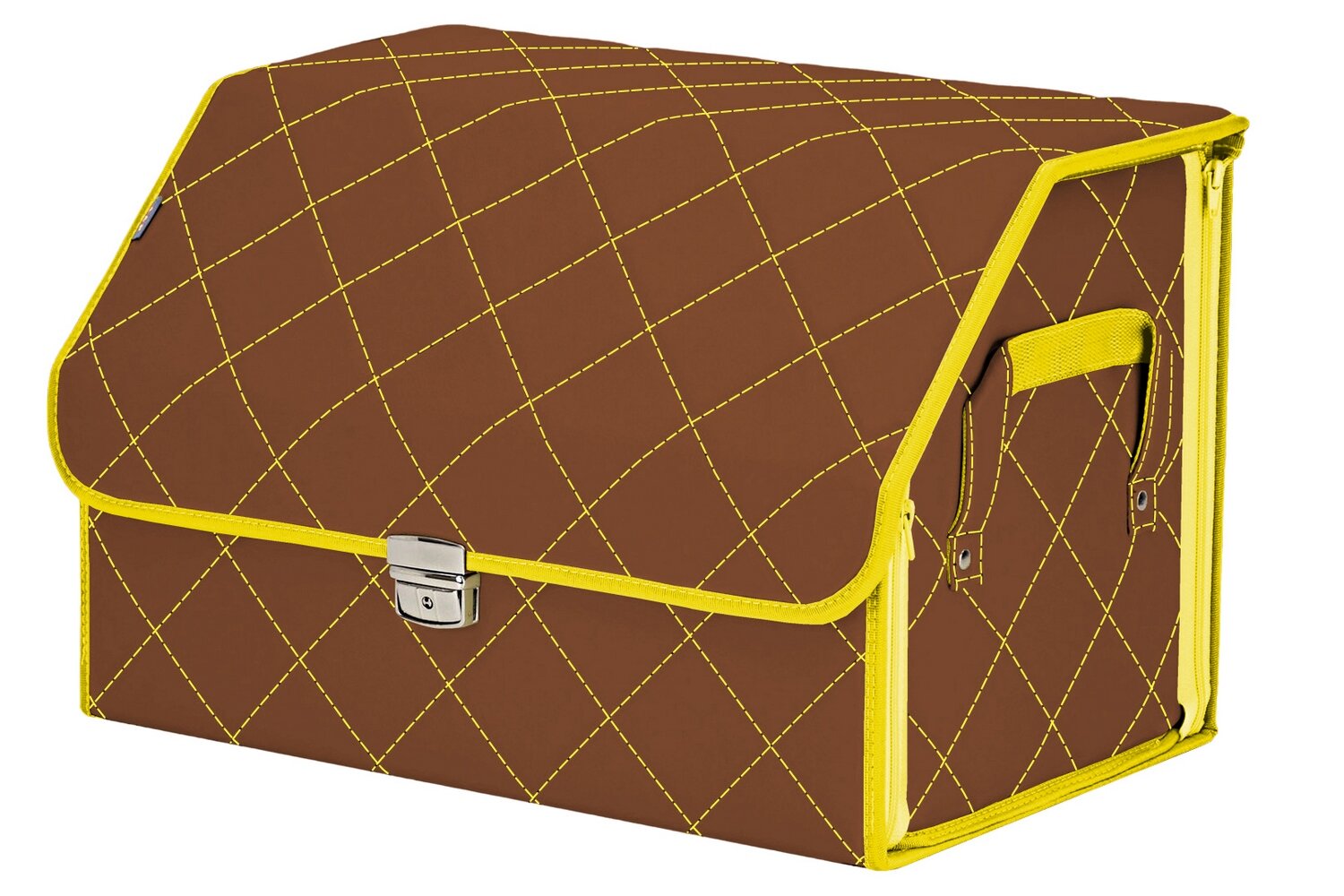 Органайзер-саквояж в багажник "Союз Премиум" (размер L). Цвет: светло-коричневый с желтой прострочкой Ромб.