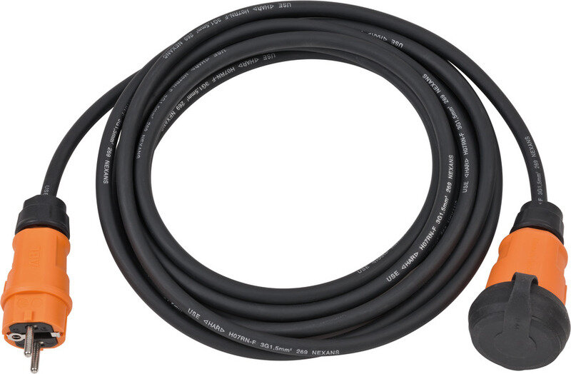 Удлинитель Brennenstuhl professionalLine, кабель 5 м, H07RN-F 3G1.5, IP44, черный 9161050100