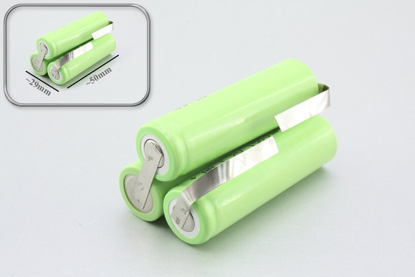 фото Аккумуляторная батарея Ni-MH типа AA 3S1P, 3.6V, треуг. профиль (ACNX T24, SHB16, T24B, T24C, T24D, T44), усил. емк., с пластинами под пайку