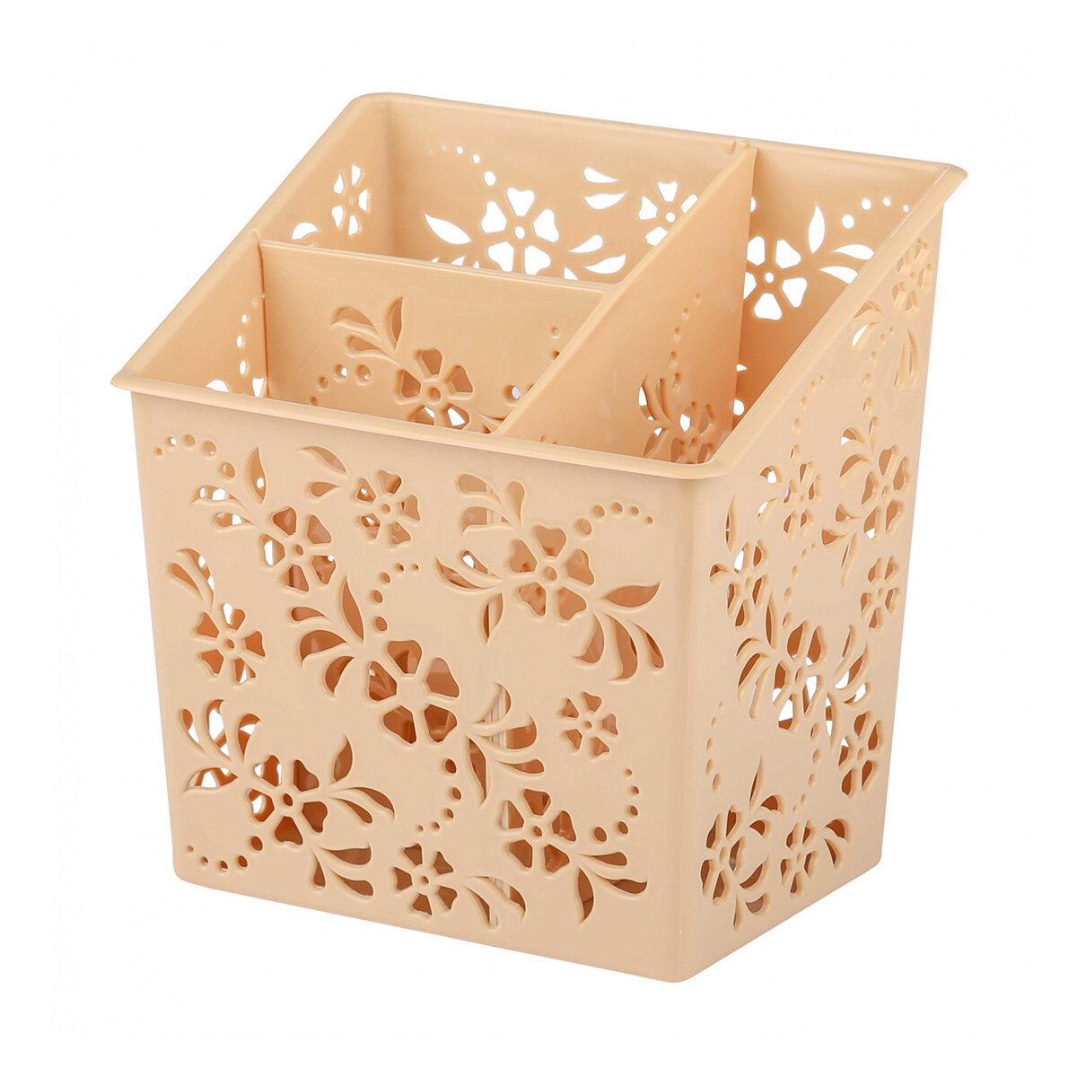 фото Подставка для столовых приборов Альтернатива, 16,5 x 12,5 x 17 см, бежевая