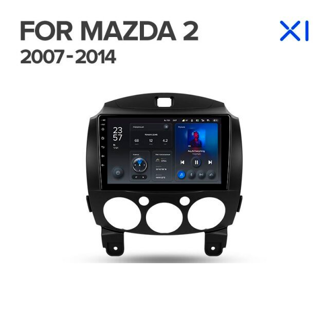 Штатная магнитола Teyes X1 Wi-Fi + 4G Mazda 2 DE 2007 - 2014