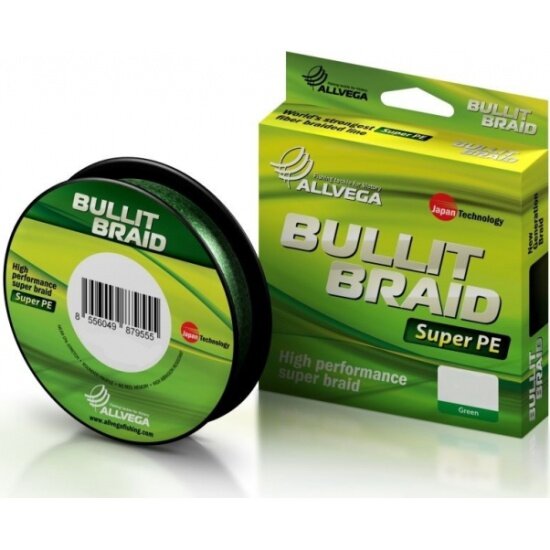 Плетеный шнур Allvega "Bullit Braid" 135м 0,18мм 12,2кг (темно-зеленая)