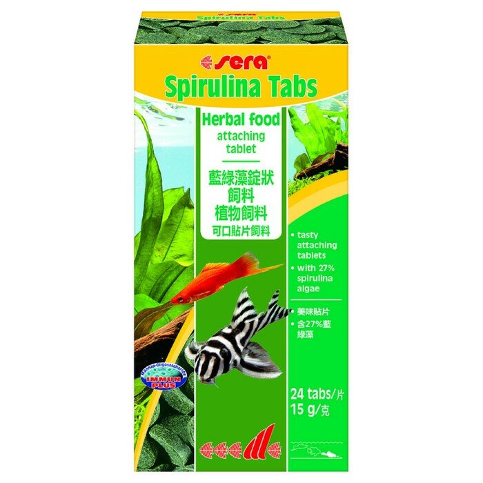 Корм растительный Sera Spirulina для рыб, 24 таблетки, 15 г