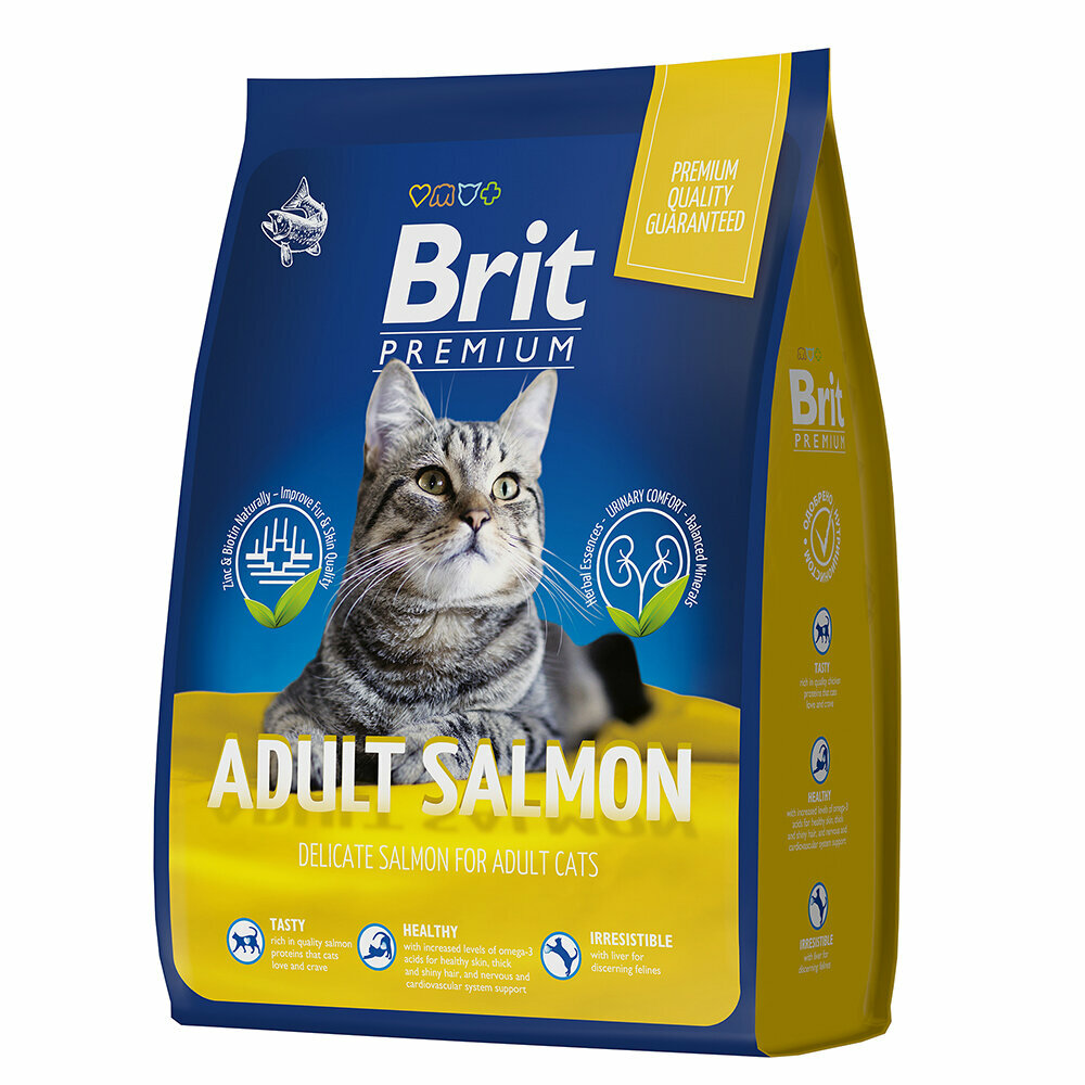 Сухой корм для кошек Brit Premium Cat Adult Salmon  с лососем 8 кг