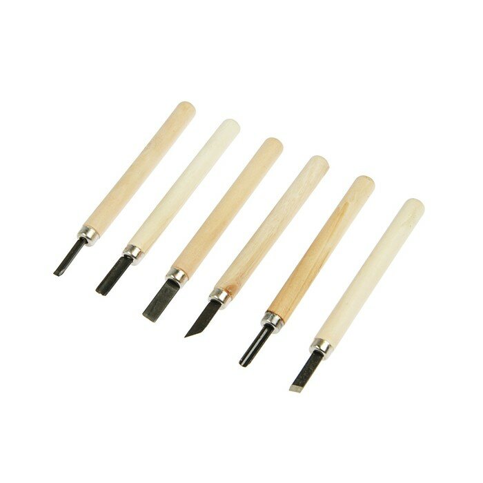 фото Набор резцов по дереву тундра, деревянная рукоятка, 6 шт.
