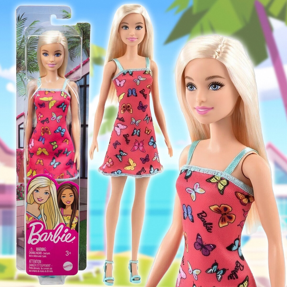 Кукла Барби серия "Супер стиль" Barbie Fashionistas в "розовом платье с бабочками"