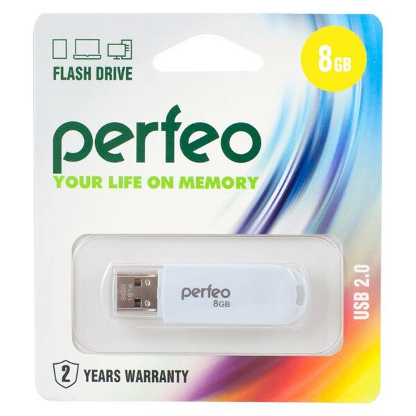 Perfeo USB Drive 8GB C03 White PF-C03W008