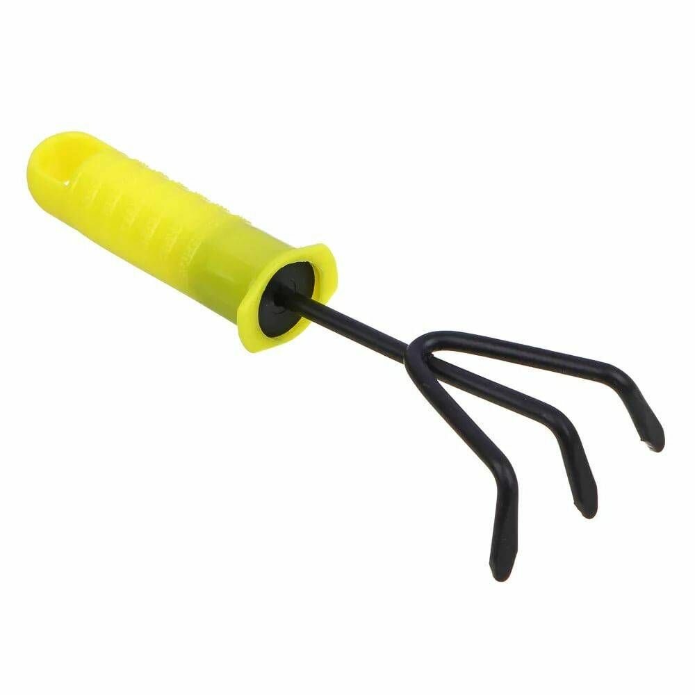 Тяпка садовая inbloom - 3 зуба, пластиковая ручка, 20x7.5см, цвет желтый, 1 шт. - фотография № 2