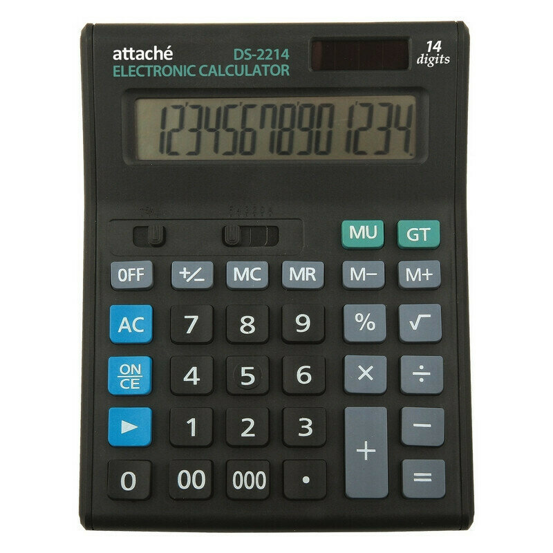 Настольный калькулятор Калькулятор настольный полноразмерный Attache Economy 14 разр., черный