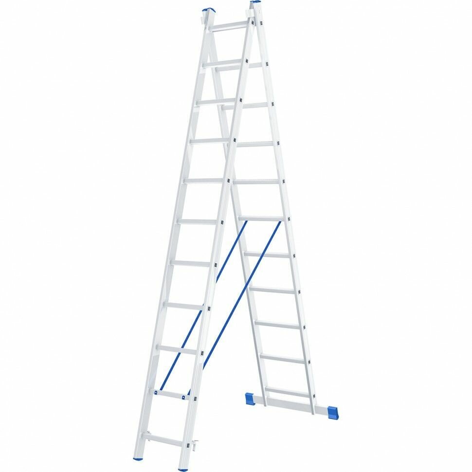 Лестница, 2 х 11 ступеней, алюминиевая, двухсекционная, Сибртех 97911