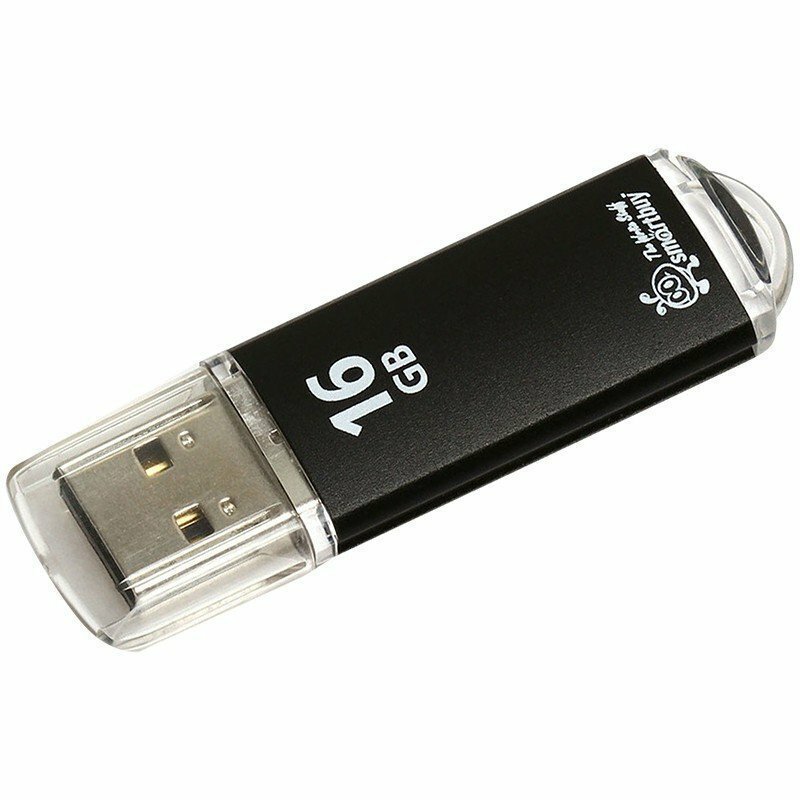 Память Smart Buy "V-Cut" 16GB, USB 2.0 Flash Drive, черный (металл.корпус) SB16GBVC-K