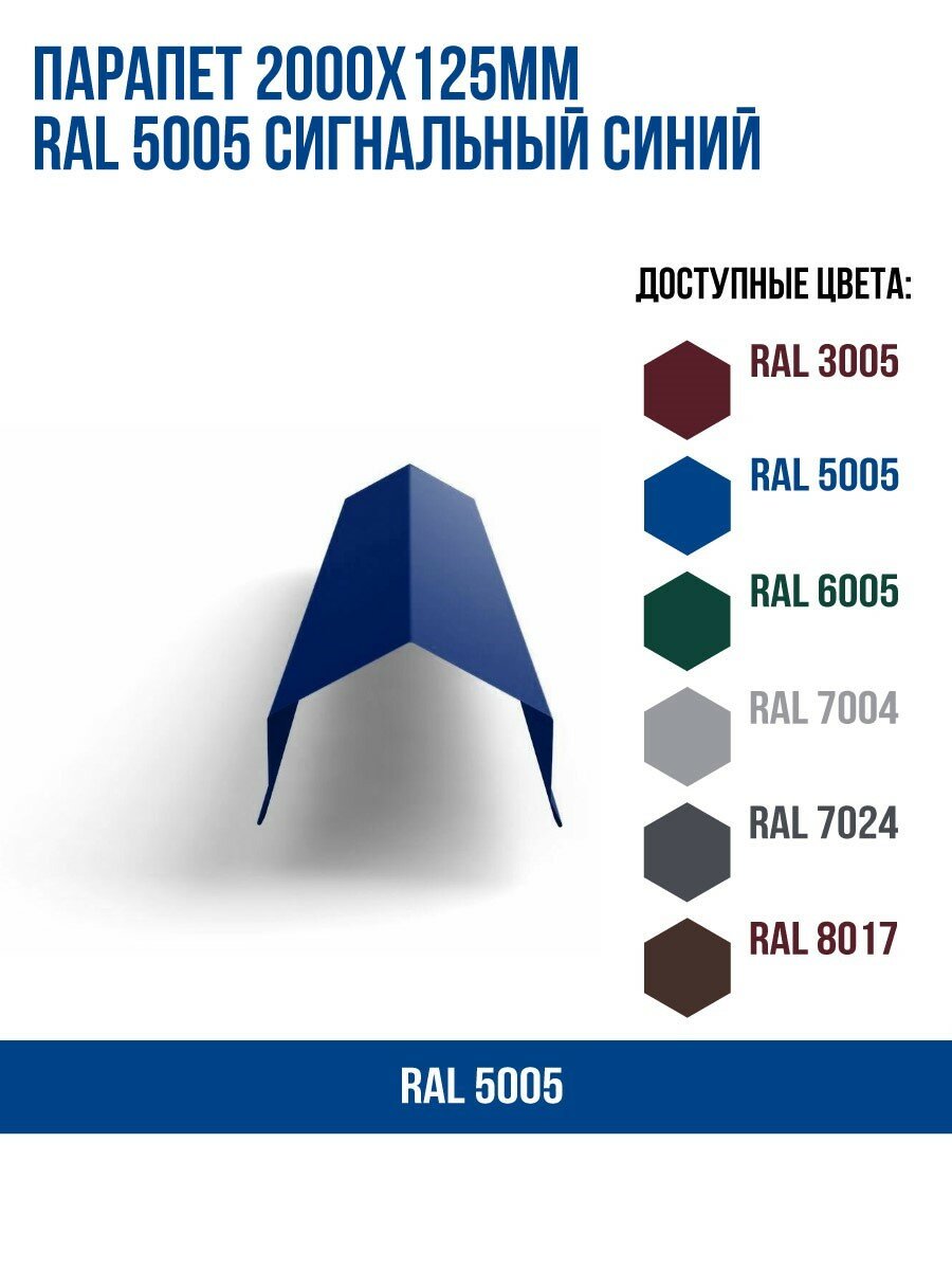 Парапет 2000х125мм RAL 5005 Сигнальный синий