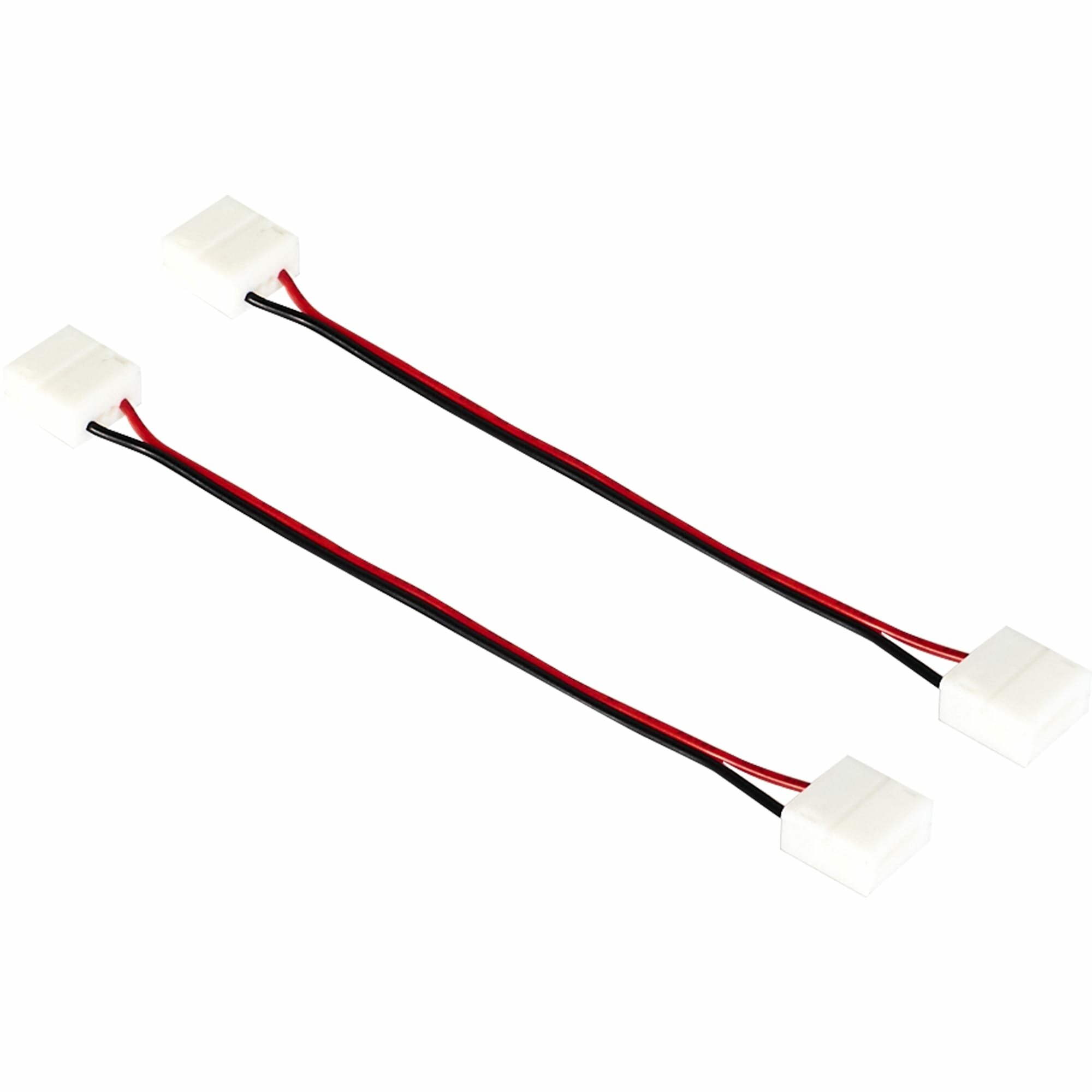 фото Коннектор для одноцветной светодиодной ленты 3014 5050 5060 5630 12-24 В 10 мм IP65 2 клипсы с проводами, контакты по центру