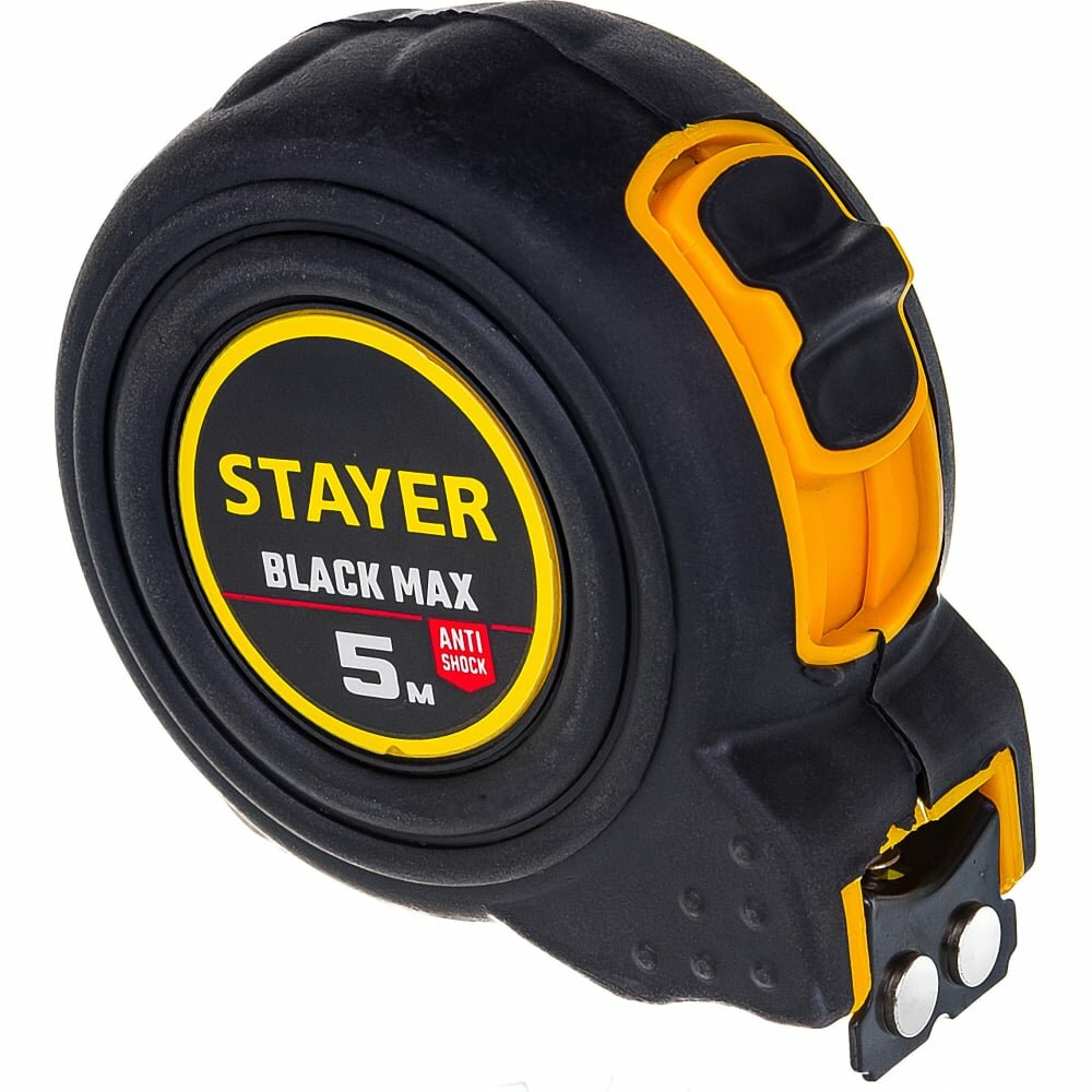 Stayer BlackMax 5м / 19мм рулетка в ударостойком полностью обрезиненном корпусе и двумя фиксаторами 3410-05_z02