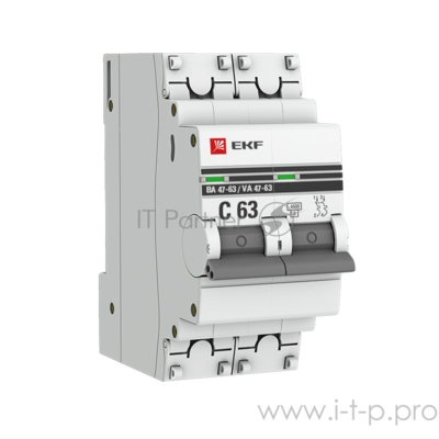 EKF mcb4763-2-16C-pro Автоматический выключатель 2P 16А (C) 4,5kA ВА 47-63 EKF PROxima .