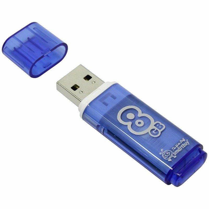 Память Smart Buy "Glossy" 8GB, USB 2.0 Flash Drive, голубой SB8GBGS-B