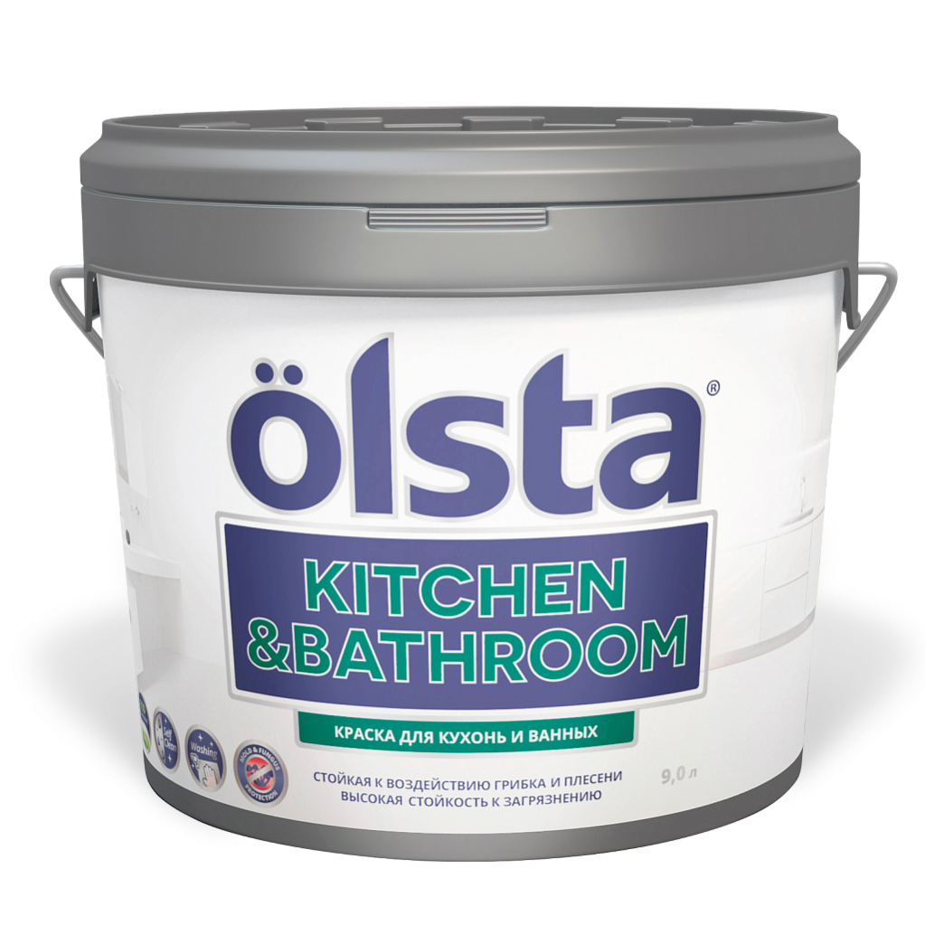 OLSTA KITCHEN & BATHROOM Краска для кухонь и ванных База А 09л