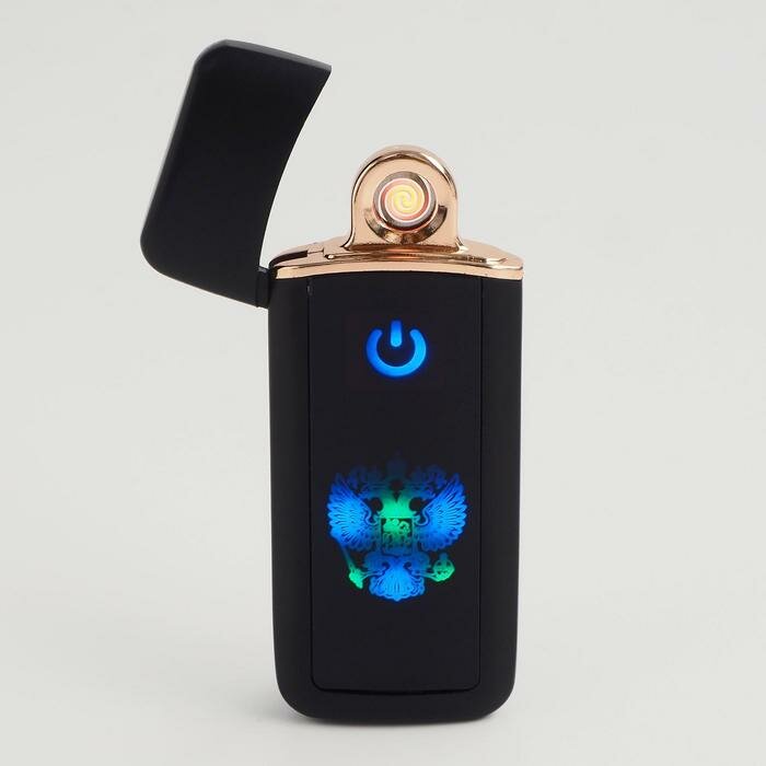 Зажигалка электронная "Герб", USB, спираль, 3 х 7.3 см, черная - фотография № 4