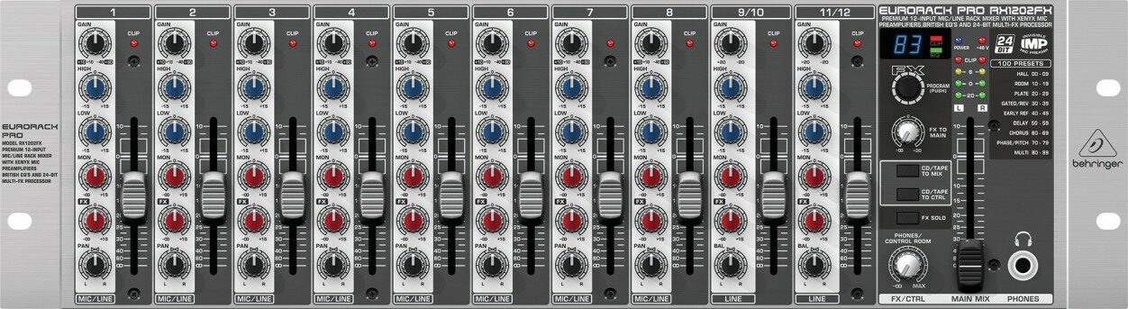 Behringer RX1202FX Eurorack Pro малошумящий рэковый микшерный пульт