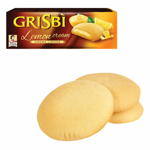 Печенье GRISBI (Гризби) "Lemon cream", комплект 5 шт., с начинкой из лимонного крема, 150 г, 13828 - фотография № 1