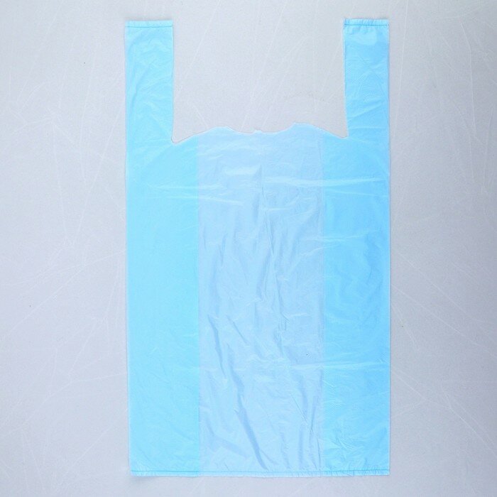 Пакет "Голубой", полиэтиленовый, майка, 28 х 50 см, 12 мкм