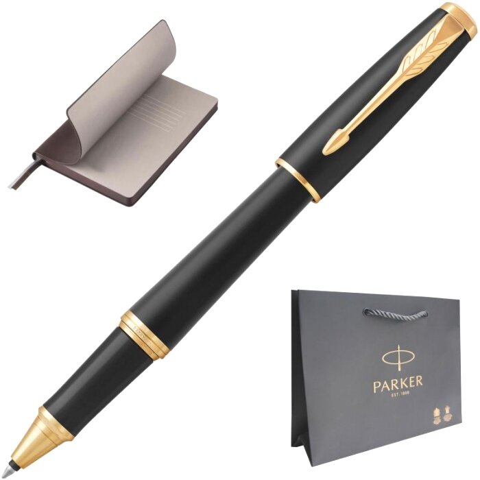 Набор: Ручка-роллер Parker Urban Core T309, Muted Black GT + Ежедневник, недатированный, А5, бордовый 90000070