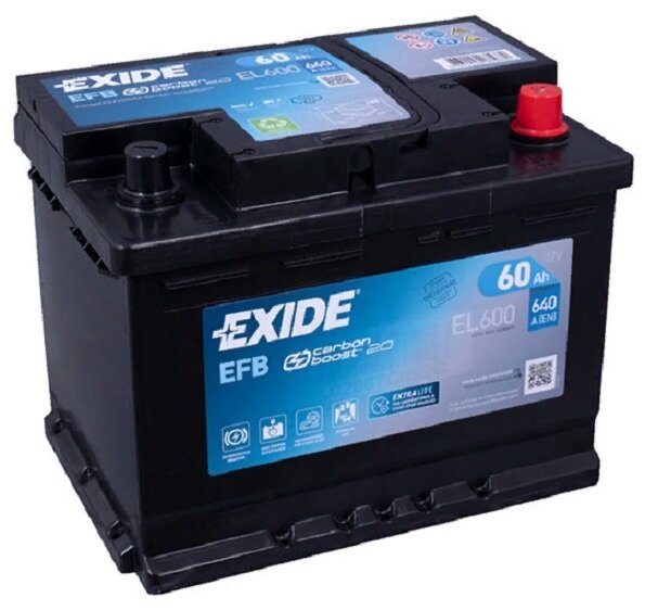 Аккумулятор автомобильный Exide Start-Stop EFB 60 А/ч 640 A обр. пол. EL600 Евро авто (242х175х190)