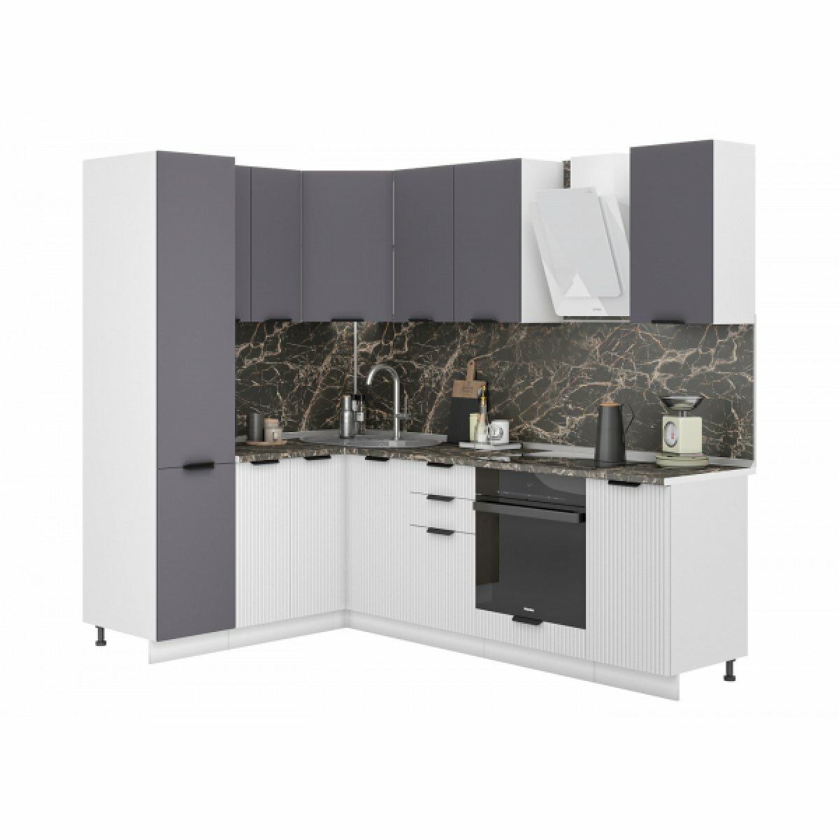 Модульная кухня Норд Line 1,6х2,4 м - софт маренго/софт пломбир