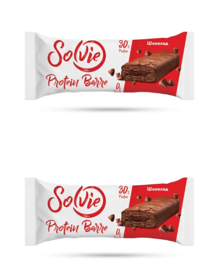 Батончик глазированный Solvie Protein Barre, со вкусом шоколад и начинкой с высоким содержанием протеина, 50 гр, 2 шт