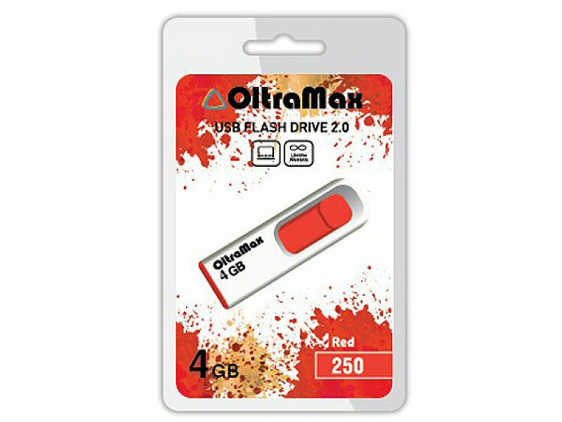 USB Flash Drive 4Gb - OltraMax 250 OM-4GB-250-Red