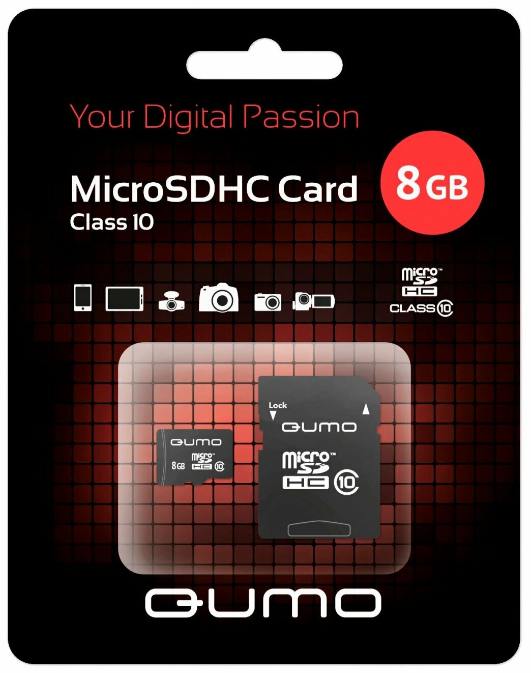 Карта памяти Qumo microSDHC class 10 + SD adapter