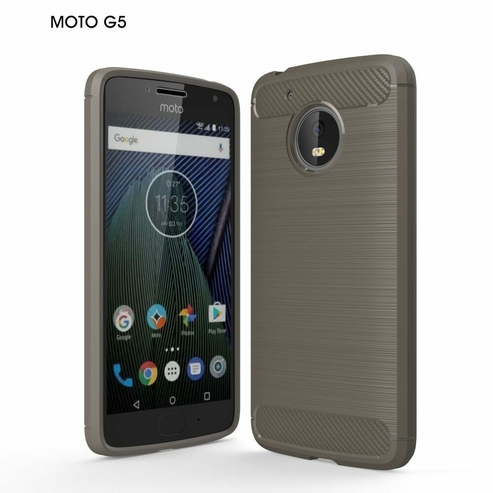 Чехол-накладка Carbon Fibre для Motorola Moto G5 (серый)