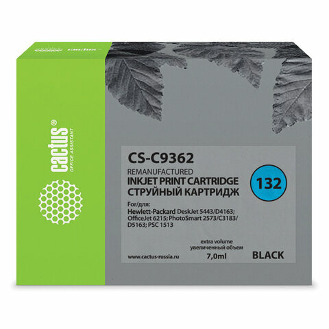 Картридж струйный CACTUS (CS-C9362) для HP Officejet 6313/6315/Photosmart C3183, комплект 2 шт., черный