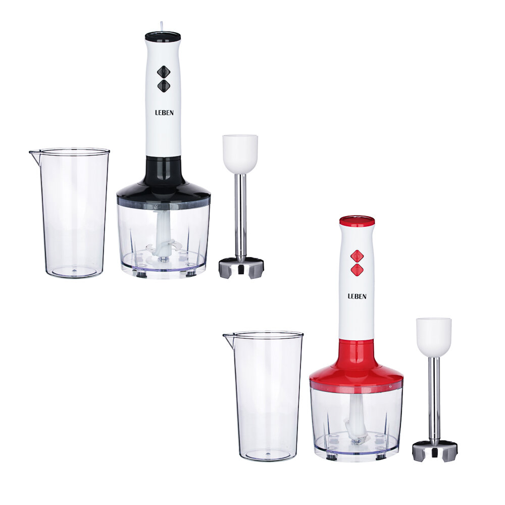 фото LEBEN Блендер погружной 200Вт, чоппер 400 мл, мерный стакан 1000 мл, 2 скорости, нерж.сталь