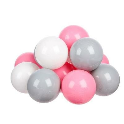 Шарики для сухого бассейна с рисунком диаметр шара 75 см набор 30 штук цвет розовый белый серы .