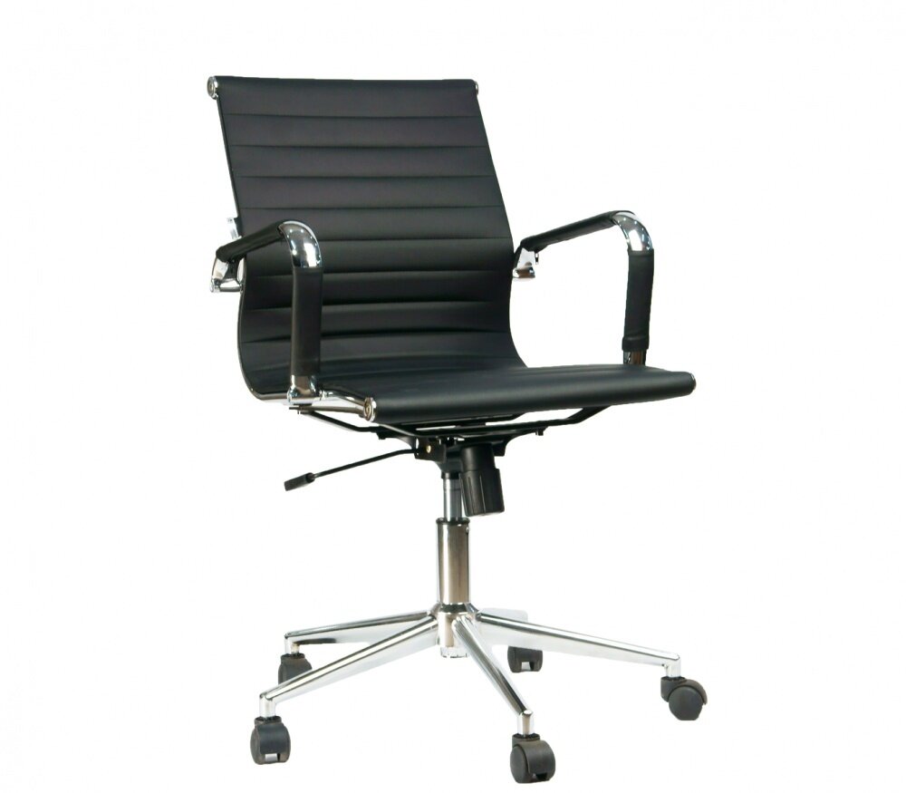 Эргономичное компьютерное кресло для офиса Everprof Leo T, с поясничной поддержкой, регулировка высоты газлифт, механизм качания топган, обивка экокожа чёрный