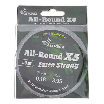 Леска Allvega All-round X5 0,18 мм, 50 м ALLVEGA 1140782 .