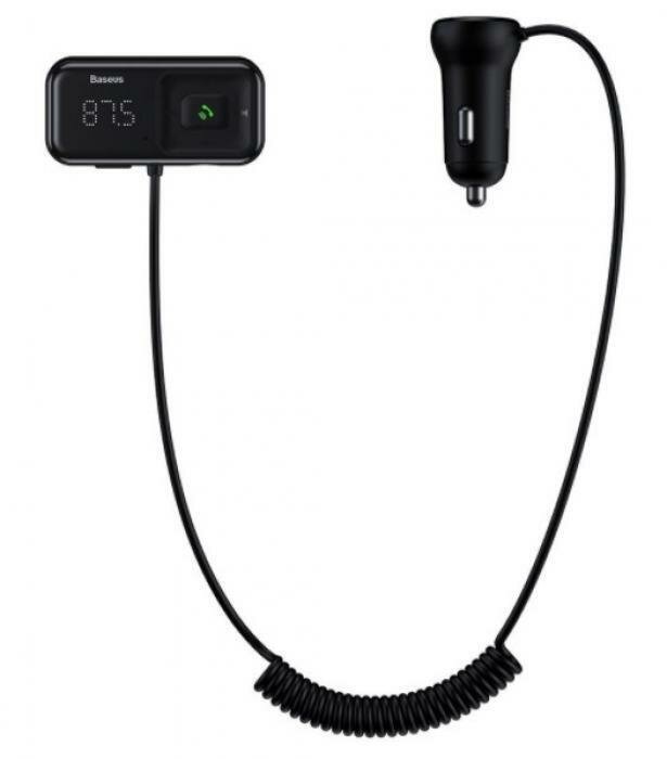 FM трансмиттер c автомобильной зарядкой Baseus T Typed S-16 Wireless MP3 Car Charger (CCTM-E01) 2xUSB (black)