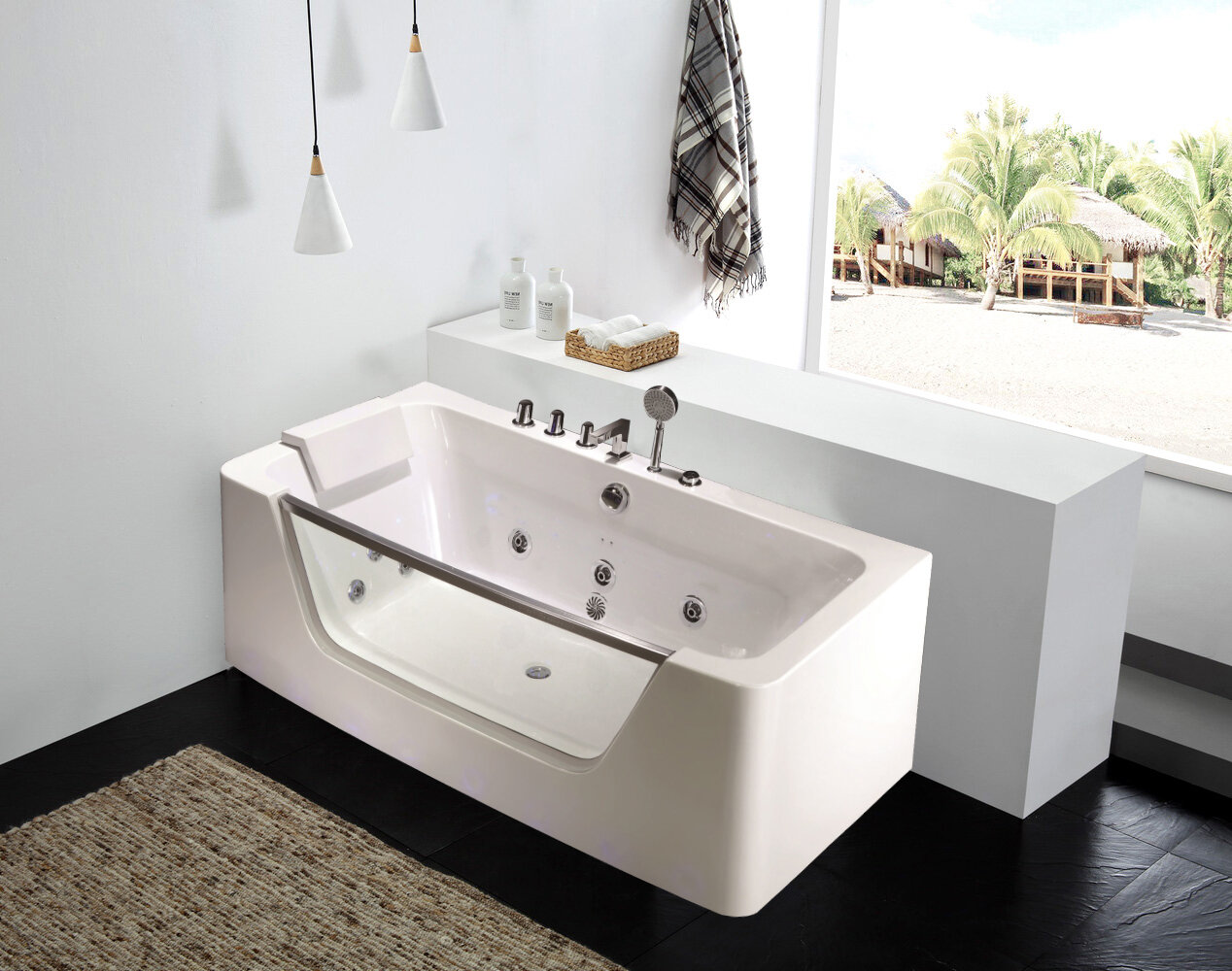 WeltWasser Ванна акриловая гидромассажная WeltWasser WW HB BULLEN 170/85 WT 170х85х58 белая